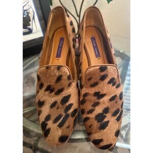 Ralph Lauren Purple Label Leopard Calf Hair Quintessa EUC Loafer Shoes US 8‎ 38B